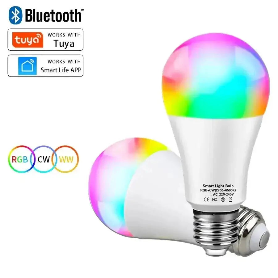 Tuya Smart LED Bulb E27 APP Control Dimmable Light Bluetooth RGB Lamp 220V Bedroom Decoration Party Lighting Smart Life Best industry