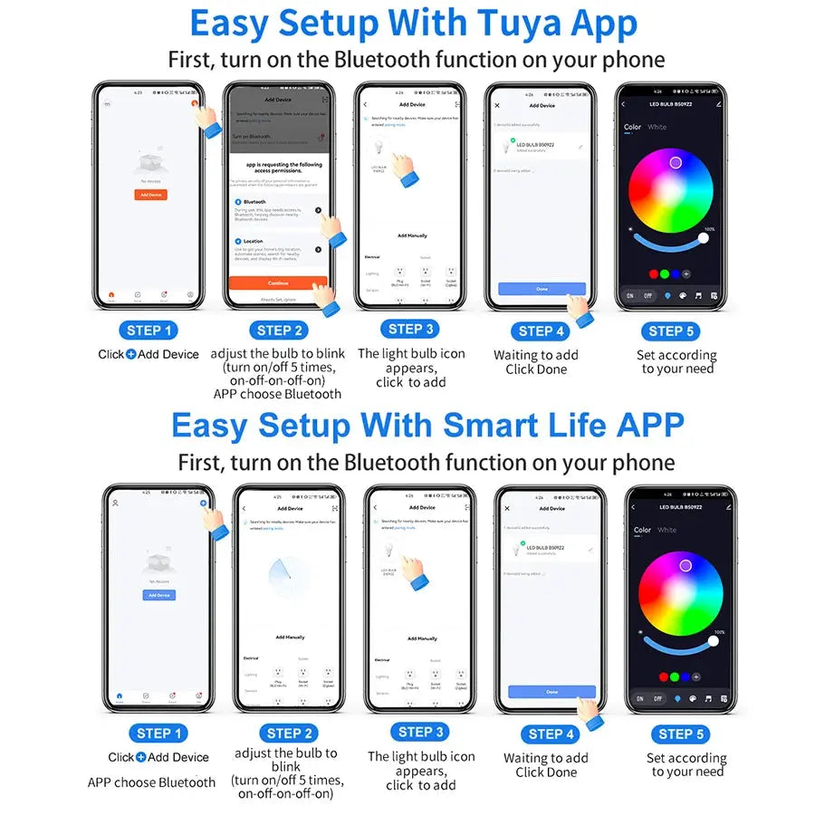 Tuya Smart LED Bulb E27 APP Control Dimmable Light Bluetooth RGB Lamp 220V Bedroom Decoration Party Lighting Smart Life Best industry