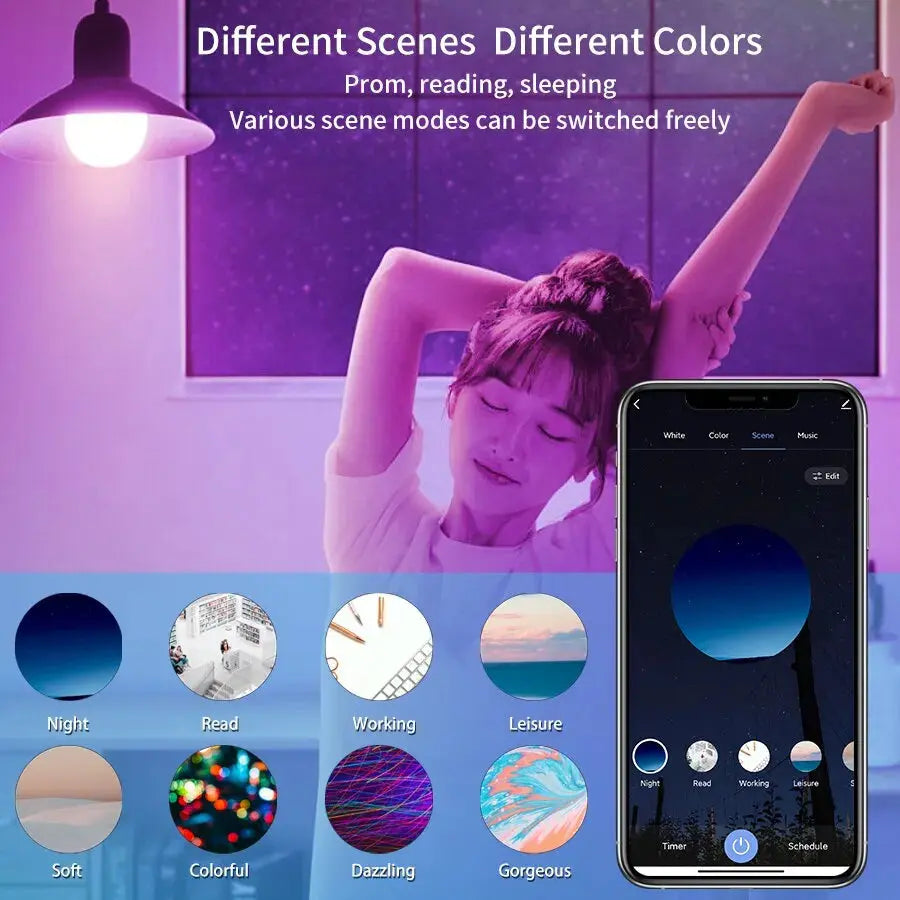 Tuya Smart LED Bulb E27 APP Control Dimmable Light Bluetooth RGB Lamp 220V Bedroom Decoration Party Lighting Smart Life Best industry