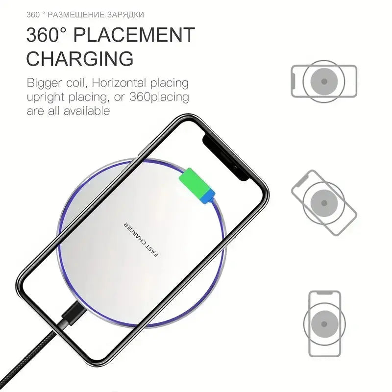 Chargeur sans fil rapide Qi – Compatible iPhone, Samsung, Xiaomi – 15W – Design compact Best industry