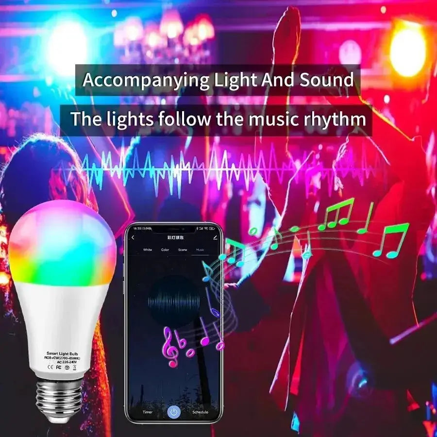 Tuya Smart LED Bulb E27 APP Control Dimmable Light Bluetooth RGB Lamp 220V Bedroom Decoration Party Lighting Smart Life Best industry